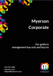 Myerson Solicitors Corporate Guide to Management Buy Outs and Buy Ins Cover